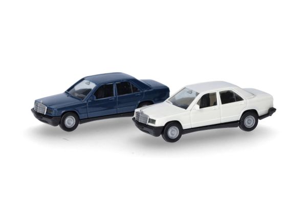 HER012409-009 - MERCEDES BENZ 190E blue and white - 2 pieces to assemble - 1