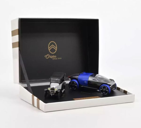 NOREVAMC0191312 - 2019 CITROEN Centenary Box Set - Type A silver with Concept car 19_19 blue - 1