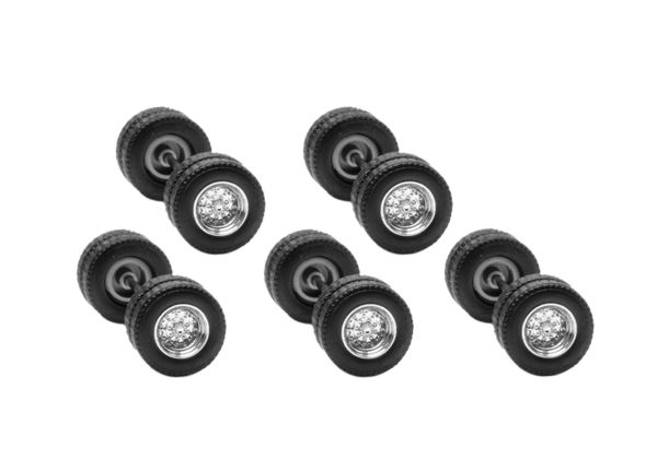 HER054478 - Chrome trailer tyres + axles 10 pieces - 1