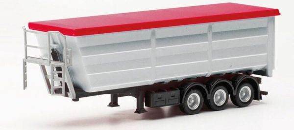 HER077057-002 - Grey 3-axle tarpaulin trailer with black chassis - 1