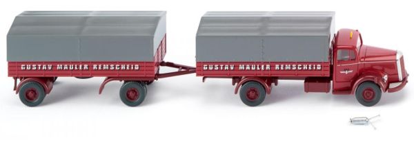 WIK085905 - Flatbed truck with MB L 6600 trailer Spedition Mäuler - 1