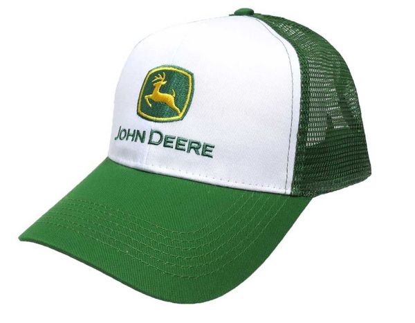 1308-0002-WH - JOHN DEERE Green and white cap with green mesh back - 1