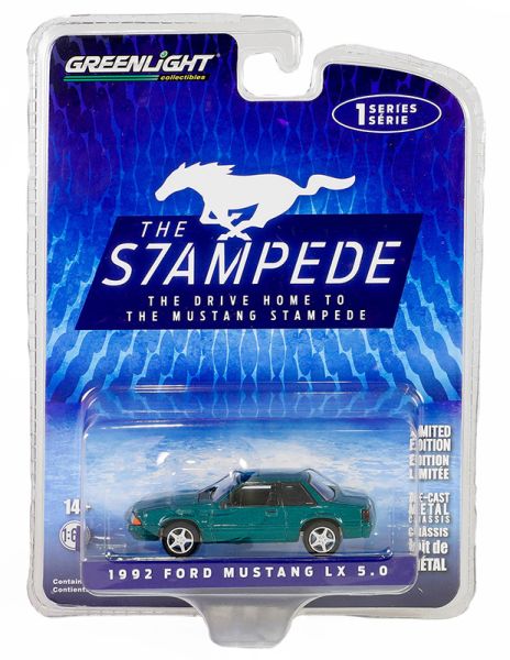 GREEN13340-C - FORD Mustang LX 5.0 1992 green from THE STAMPEDE series in blister pack - 1