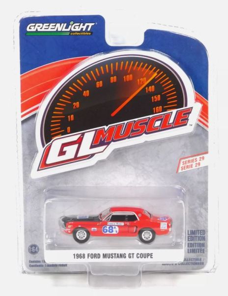 GREEN13360-B - FORD Mustang GT coupé #68 1968 red from the GL MUSCLE series in blister pack - 1