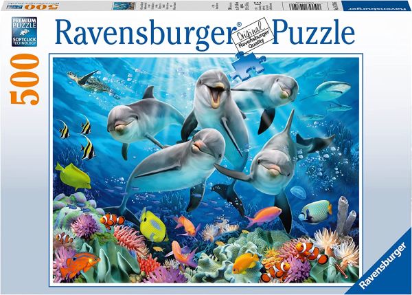 RAV147106 - Puzzle 500 Pieces Dolphins in the Coral Reef - 1