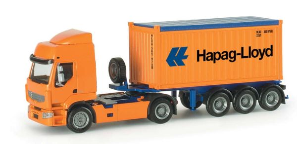 HER153652 - RENAULT premium 4x2 with 20ft 3-axle HAPAG LLOYD container trailer - 1