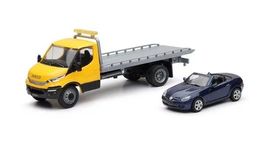 NEW16233A - IVECO car transporter with MERCEDES SLK 350 blue - 1