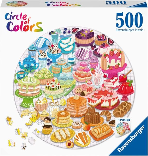 RAV171712 - 500 Pieces Desserts and pastries puzzle Circle of colors - 1