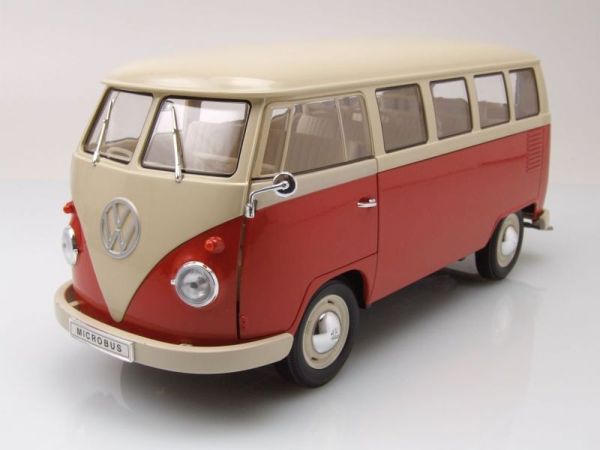 WEL18054ROUGE - VOLKSWAGEN Type 1 bus 1963 Rouge et beige - 1