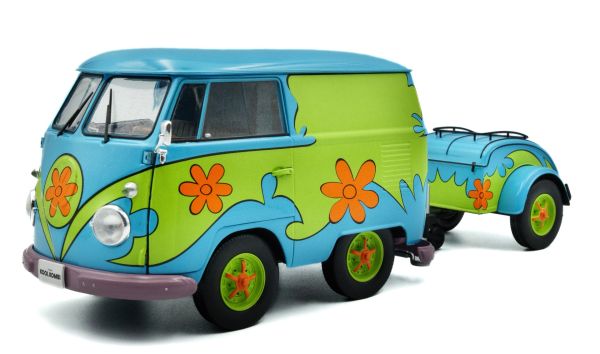 SOL1810904 - VOLKSWAGEN Combi with trailer - Flower Power 2024 blue and green - 1