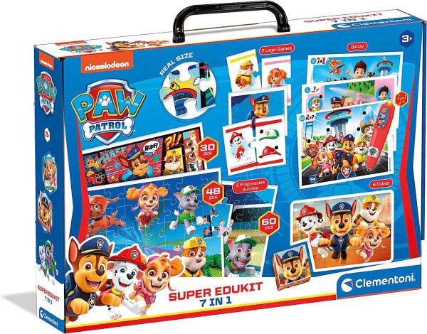 CLE18112 - Super Edukit Patrol 7 in 1 - 3 jigsaw puzzles 1 cube puzzle Memo Domino Quiz sheet with electronic pen - 1