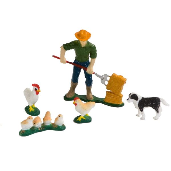 DTF2002969 - Farmer with chickens and dog - 1