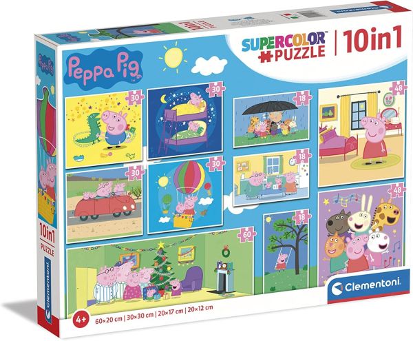 CLE20271 - 10 in 1 jigsaw puzzle 3x18pieces - 4x30pieces - 2x48pieces and 1x60pieces Peppa Pig - 1