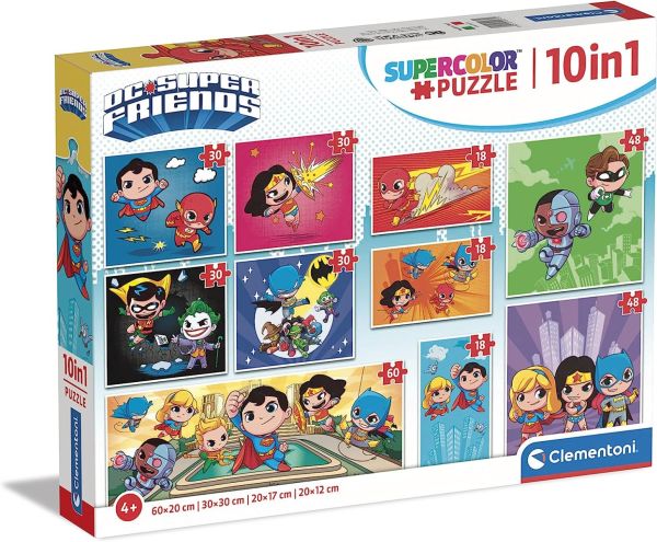 CLE20272 - 10 in 1 jigsaw puzzle 3x18 4x30 2x48 and 1x60 pieces Dc Comics friends - 1