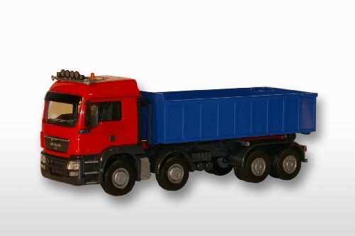 EMEK20795 - MAN TGS 8x4 red straight truck with blue ampliroll - 1