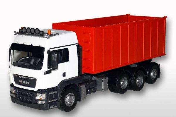 EMEK20892 - MAN TGS 8x4 white straight truck with red ampliroll - 1