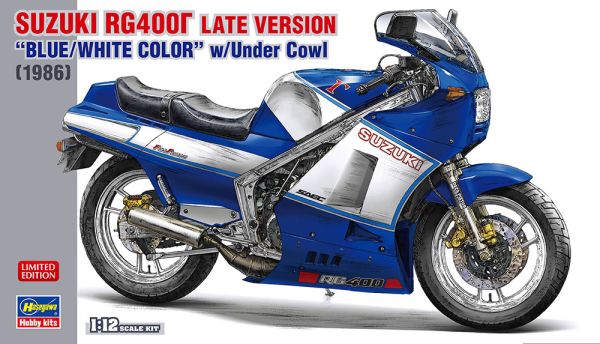 HAW21739 - Blue and white SUZUKI RG400I Motorcycle to be assembled and painted - 1