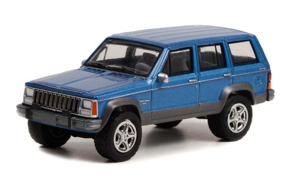 GREEN28100-D - 80th Anniversary JEEP Cherokee 1991 blue under blister - 1