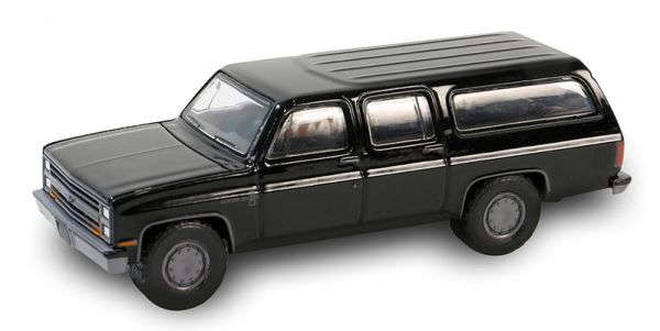 GREEN28150-D - CHEVROLET Suburban C10 custom deluxe 1985 black from the BLACK BANDIT series in blister pack - 1