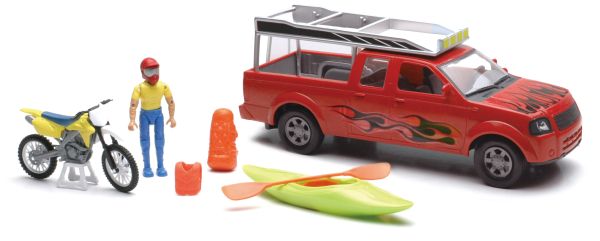 NEW37385B - Adventure set with pick-up red,  kayak with accessoires ant character - 1