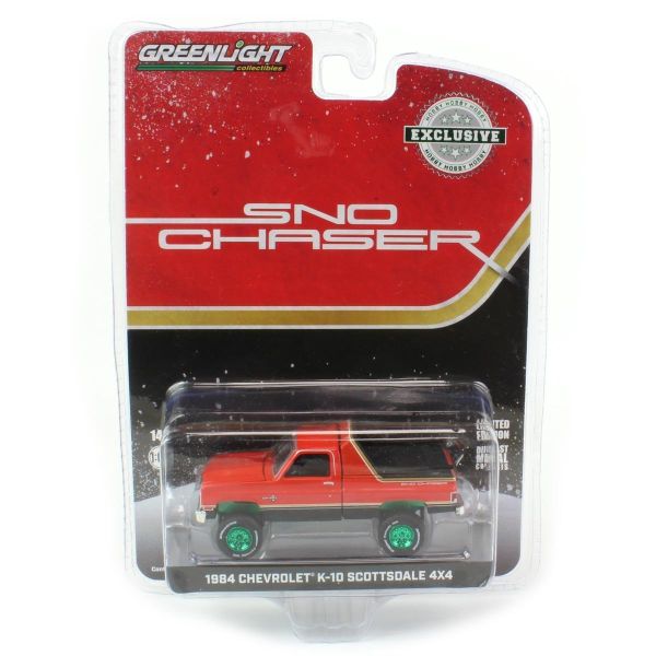 GREEN30365VERT - 1984 CHEVROLET K-10 Scottsdale 4x4 SNO CHASER green wheels in blister pack - 1