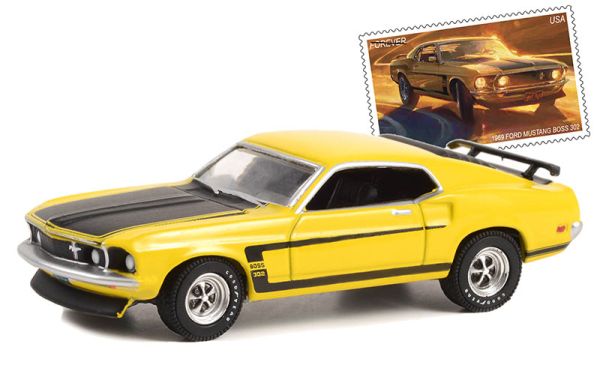 GREEN30373 - 1969 FORD Mustang Boss 302 UNITED STATES POSTAL SERVICE in blister pack - 1