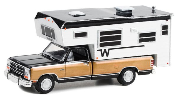 GREEN30410 - DODGE Ram D-250 Royal SE Black 1990 with Winnebago camper under blister pack - 1