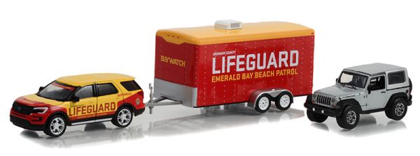 GREEN31150-B - FORD explorer 2016 with JEEP Rubicon 2013 with car carrier BAYWATCH 2017 under blister - 1