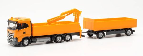 HER316217 - IVECO S-Way 6x2 straight truck with trailer 1+1 Axles and Orange unloading crane - 1