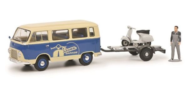 SCH3200 - FORD FK1000 beige with Vespa trailer and figurine - 1