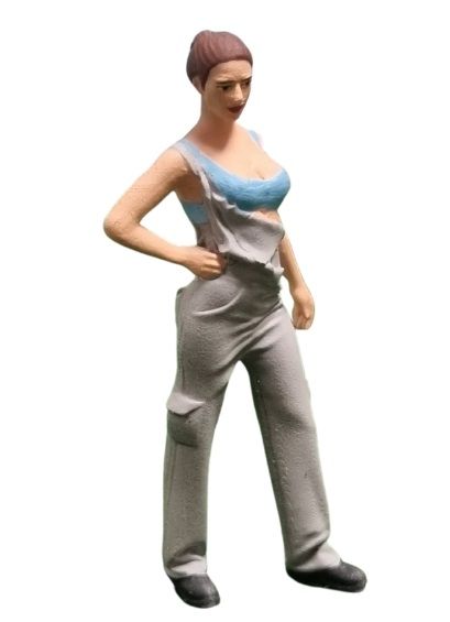 ATLAN32004_GRISC_BLEU - Girl in light grey and blue overalls - 1