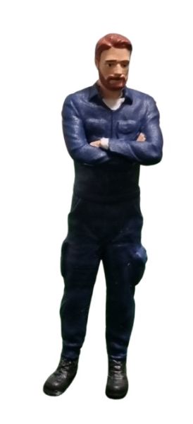 ATLAN32011_BLEU - Mechanic standing in blue overalls - 1