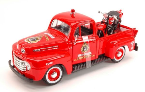 MST32191 - FORD F-1 Pick-up with motorbike HARLEY DAVIDSON 1936 Firefighter - 1