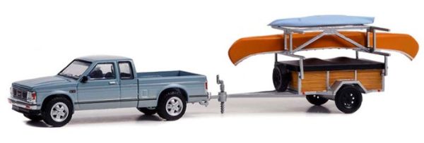 GREEN32250-C - 1988 GMC S-15 Sierra with Canoe and Kayak trailer in blister pack - 1