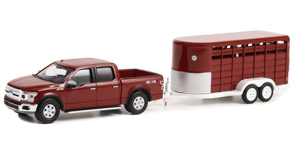 GREEN32270-D - FORD F-150 XLT with cattle trailer from the HITCH & TOW series in blister pack - 1