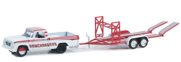 GREEN32280-A - DODGE D-100 1964 with 2 Axles tray from the HITCH & TOW series in blister pack - 1