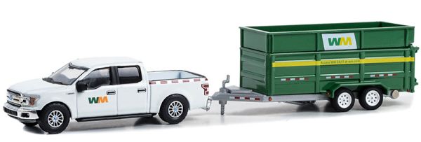 GREEN32290-C - 2018 FORD F-150 Supercraw with WAST MANAGEMENT tipping trailer from the Hitch & Tow series, blister-packed - 1