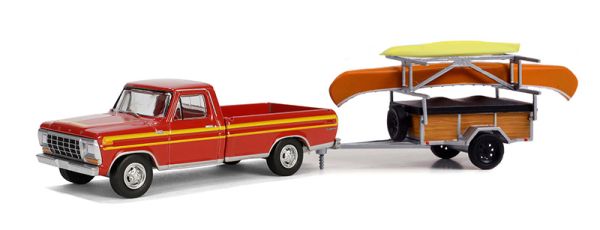 GREEN32310-B - FORD F-150 Ranger explorer 1978 with trailer and canoe from the HITCH & TOW series in blister pack - 1