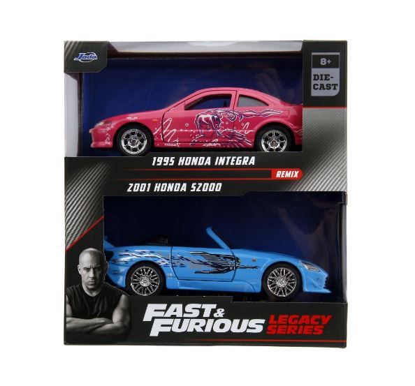 JAD35395 - Pack of 2 cars HONDA Integra 1995 pink and HONDA S2000 2001Blue FAST and FURIOUS - 1