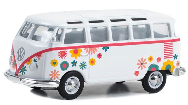 GREEN36080-B - VOLKSWAGEN type 2 samba bus 1964 - Flower power from the CLUB V-DUB series in blister pack - 1