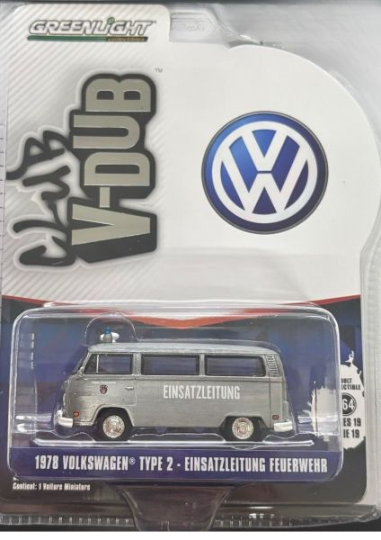 GREEN36100-C_GRIS - VOLKSWAGEN Typ 2 Grau - Deutsche Feuerwehr aus der CLUB V-DUB-Serie in Blisterverpackung - 1