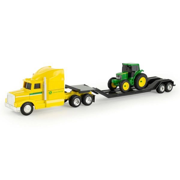 ERT37382JAUNE - Yellow 6x4 truck with equipment carrier and JOHN DEERE tractor - 1