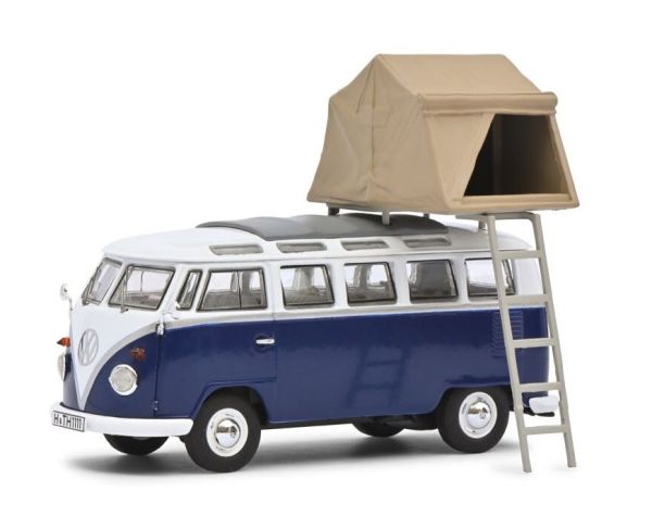 SCH3778 - VOLKSWAGEN T1b Samba with tent Blue and white - 1