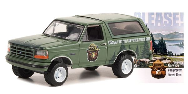 GREEN38040-E - FORD Bronco 1996 green from the SMOKEY BEAR series under blister - 1