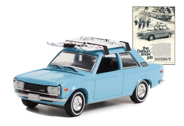 GREEN39100-C - DATSUN 510 with ski rack 1970 blue from the series VINTAGE AD CARS in blister pack - 1