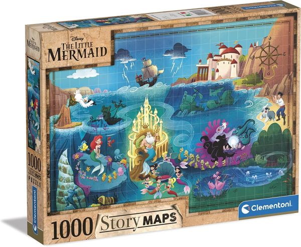 CLE39664 - 1000 pieces Disney Maps The Little Mermaid jigsaw puzzle - 1