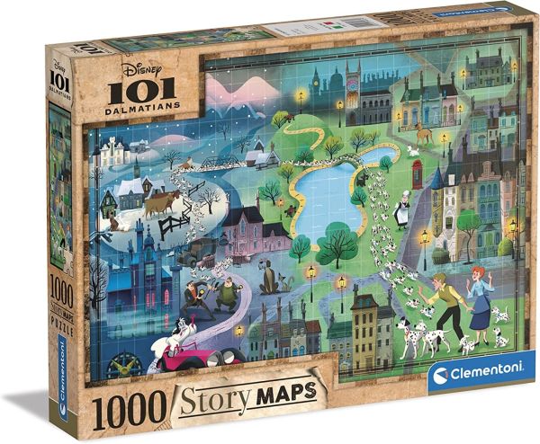 CLE39665 - 1000 pieces Disney maps 101 Dalmatians puzzle - 1