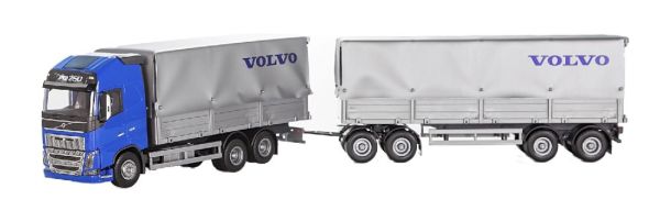 EMEK40954 - VOLVO FH16 750 6x4 blue straight truck with 2+2 axle trailer - 1