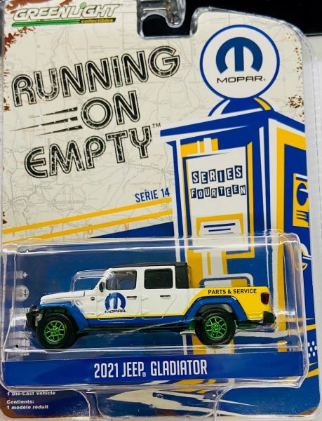 GREEN41140-FVERT - 2021 JEEP Gladiator with green MOPAR rims from the series RUNNING ON EMPTY in blister pack - 1