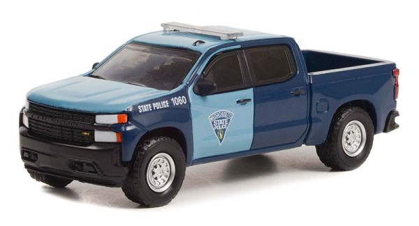 GREEN43000-E - 2021 CHEVROLET Silverado Massachusetts State Police car in blister pack for the series HOT PURSUIT - 1